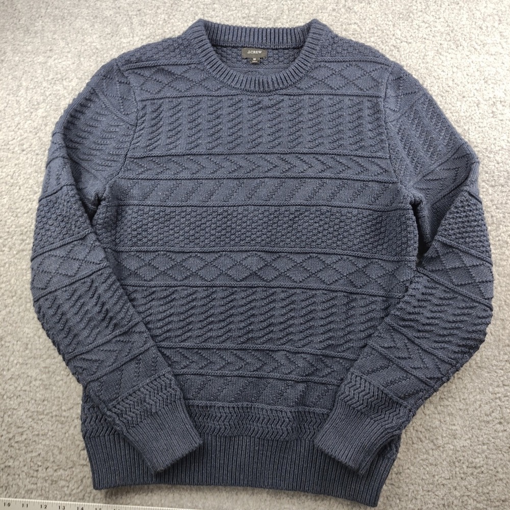 J.Crew Fisherman Sweater Blue Cotton Crew Neck Size Medium Women's